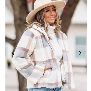 Plaid soft shaket cream NEW SMALL